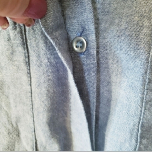 𝅺JAQULINE Denim Look Shirt Dress/Tunic‎ Pocket Front Long Sleeve Womens Size XL - Picture 8 of 12